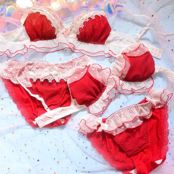 bras sets year women's red lace bow ruffles christmas no rims bra underwear set lolita girl lingerie & panties, Red;black
bras sets year women's red lace bow ruffles christmas no rims bra underwear set lolita girl lingerie & panties, Red;black