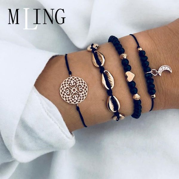 charm bracelets mlign 4 pcs/set vintage shell hollow flower beads chain moon pendant bracelet crystal & bangles boho fashion jewelry, Golden;silver
charm bracelets mlign 4 pcs/set vintage shell hollow flower beads chain moon pendant bracelet crystal & bangles boho fashion jewelry, Golden;silver