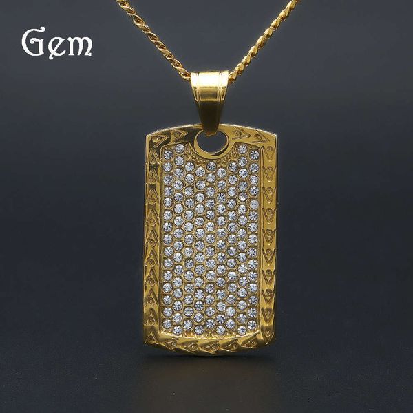 big hit rectangle inlaid with diamond military brand border carved with ag symbol fashion personality hip hop necklace, Silver
big hit rectangle inlaid with diamond military brand border carved with ag symbol fashion personality hip hop necklace, Silver