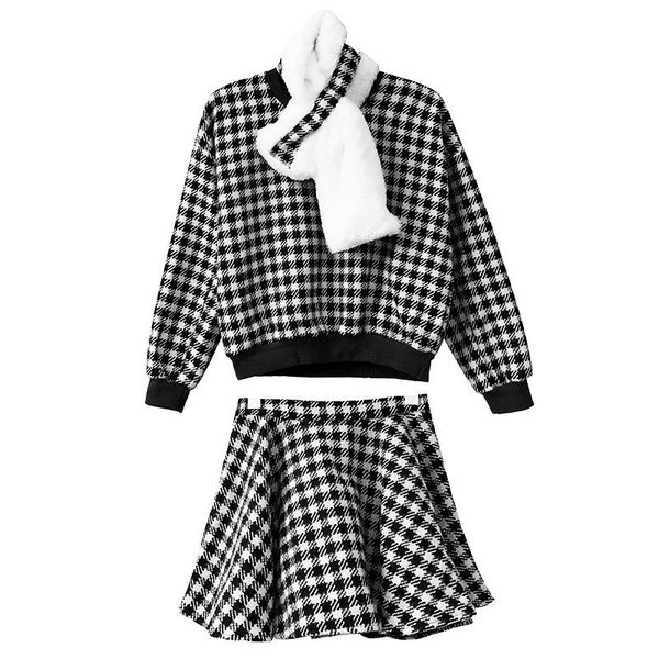 two piece dress perhaps u red black white plaid sweatshirt mini skirt pieces set scarf women t0378
two piece dress perhaps u red black white plaid sweatshirt mini skirt pieces set scarf women t0378
