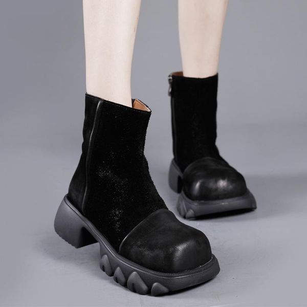 boots johnature 2021 retro shoes women autumn winter genuine leather matte zip round toe handmade concise platform, Black
boots johnature 2021 retro shoes women autumn winter genuine leather matte zip round toe handmade concise platform, Black