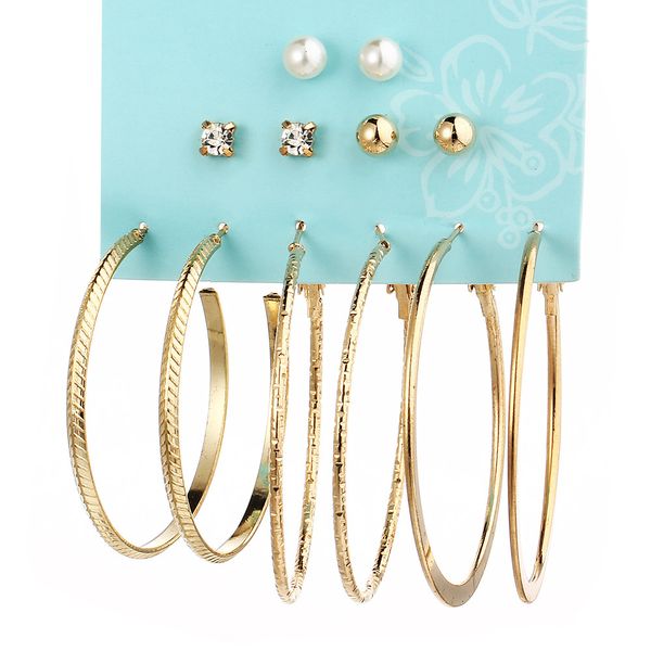 earrings and earrings 6 pairs of artificial pearl set large circle personality earrings, Golden
earrings and earrings 6 pairs of artificial pearl set large circle personality earrings, Golden