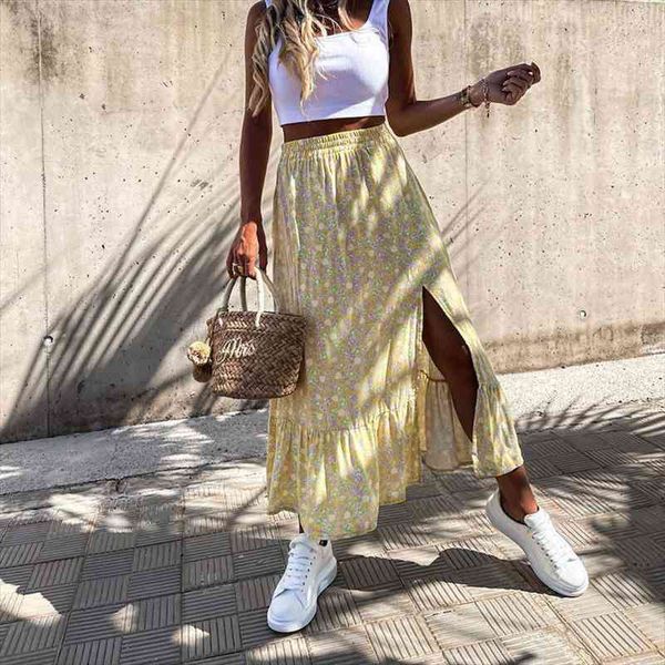 Summer Floral Skirt Women Elastic Waist Split Ruffle Beach Casual A-line Skirt Boho Elegant Party Vacation Print Long, Black
Summer Floral Skirt Women Elastic Waist Split Ruffle Beach Casual A-line Skirt Boho Elegant Party Vacation Print Long, Black