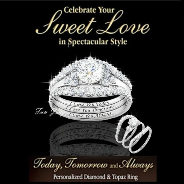 wedding rings 3pcs / set classic bright woman fashion crystal jewelry exquisite silver colour white ring, Slivery;golden
wedding rings 3pcs / set classic bright woman fashion crystal jewelry exquisite silver colour white ring, Slivery;golden