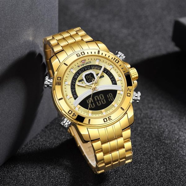 wristwatches naviforce gold men watch sport fashon stainless steel date week satch digital clock male chronograph arrival waterproof, Slivery;brown
wristwatches naviforce gold men watch sport fashon stainless steel date week satch digital clock male chronograph arrival waterproof, Slivery;brown