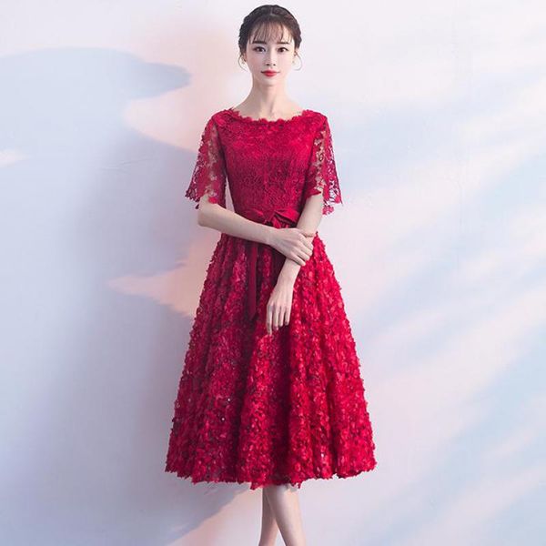 ethnic clothing a-line evening party dress burgundy flare sleeve lace flower summer round collar cheongsam with bow vestidos de festa, Red
ethnic clothing a-line evening party dress burgundy flare sleeve lace flower summer round collar cheongsam with bow vestidos de festa, Red