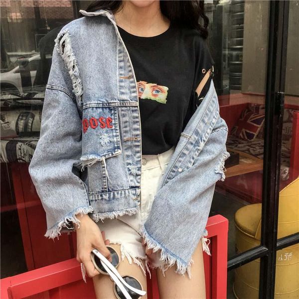 women's jackets letter embroidery loose denim jacket women streetwear harajuku coat casual plus size jean oversize hole basic, Black;brown
women's jackets letter embroidery loose denim jacket women streetwear harajuku coat casual plus size jean oversize hole basic, Black;brown