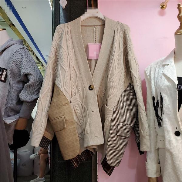 women's jackets seebeautiful plaid spliced knitted large size jacket coat v-neck long sleeve button pockets women autumn 2021 fashion g, Black;brown
women's jackets seebeautiful plaid spliced knitted large size jacket coat v-neck long sleeve button pockets women autumn 2021 fashion g, Black;brown