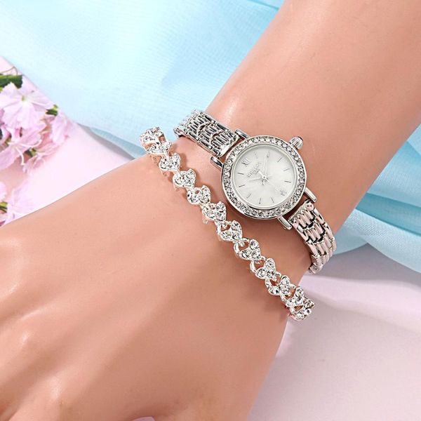 wristwatches 2pcs watch and bracelet set women's quartz diamond gift for girls relogio feminino, Slivery;brown
wristwatches 2pcs watch and bracelet set women's quartz diamond gift for girls relogio feminino, Slivery;brown