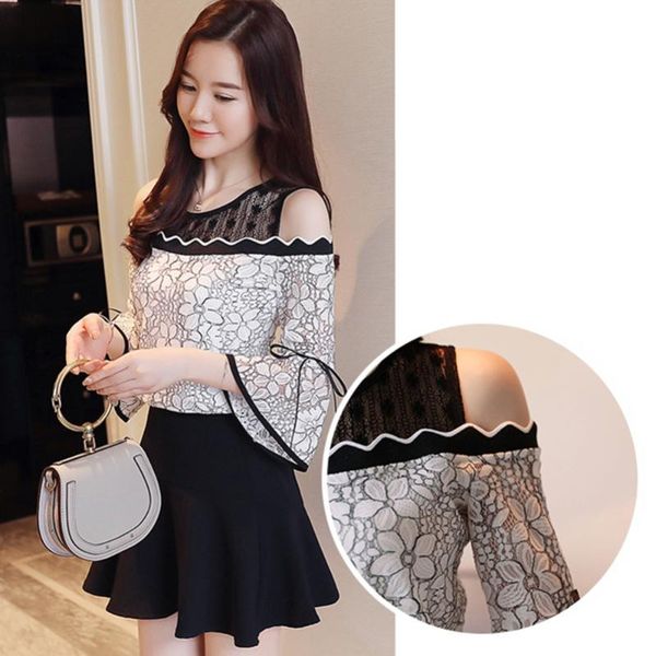 autumn women's crochet lace floral off shoulder half sleeve fashion elegant shirt casual temperament new arrival, White
autumn women's crochet lace floral off shoulder half sleeve fashion elegant shirt casual temperament new arrival, White