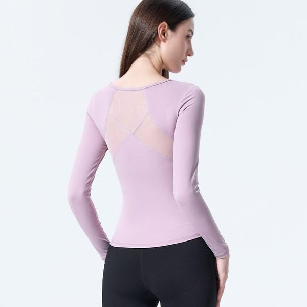 yoga outfit long sleeve shirt women solid nylon slim fit sports mesh back sweatshirt with chest pads female gym clothes
yoga outfit long sleeve shirt women solid nylon slim fit sports mesh back sweatshirt with chest pads female gym clothes