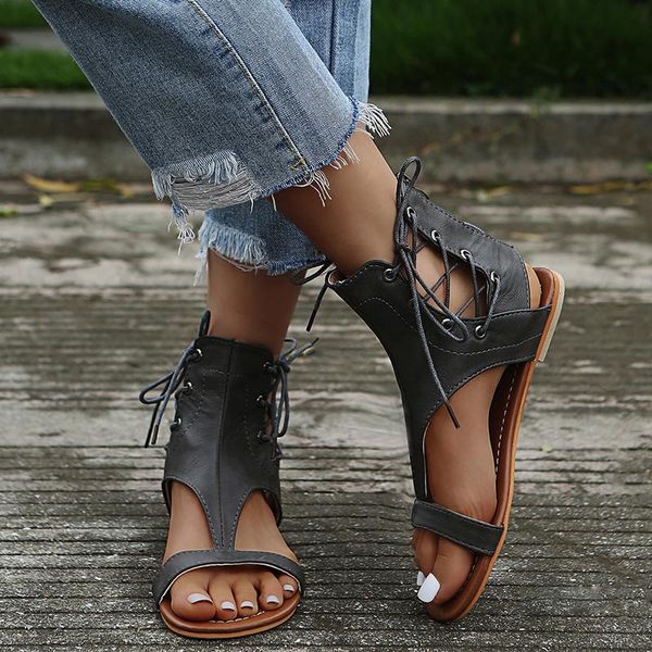sandals 2021 fashion women's roman style summer flat lace-up beach open toe flip flops casual women shoes, Black
sandals 2021 fashion women's roman style summer flat lace-up beach open toe flip flops casual women shoes, Black