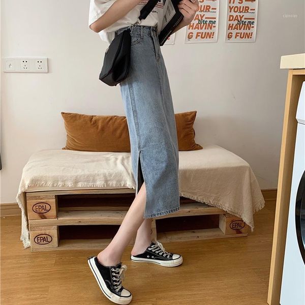 skirts woman 2021 korean style high waist slim mid-length split denim a-line skirt, Black
skirts woman 2021 korean style high waist slim mid-length split denim a-line skirt, Black