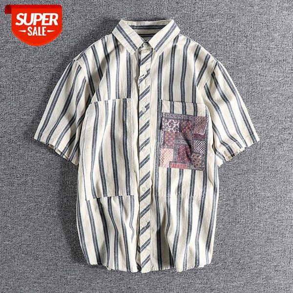 yuppie lapel striped shirt men's trendy brand stitching short-sleeved summer thin section comfortable loose half-sleeved men #jv9h, White;black
yuppie lapel striped shirt men's trendy brand stitching short-sleeved summer thin section comfortable loose half-sleeved men #jv9h, White;black