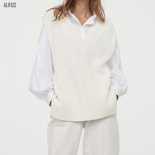 women's vests knitted vest sweater women 2021 autumn and winter wear v-neck waistcoat all-match loose short jacket, Black;white
women's vests knitted vest sweater women 2021 autumn and winter wear v-neck waistcoat all-match loose short jacket, Black;white