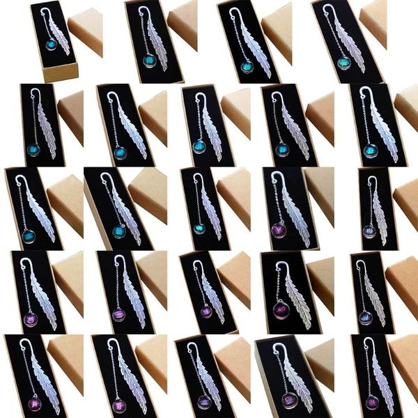 noctilucent 12 constellation bookmark pendant metal book mark stationery gift q1jc