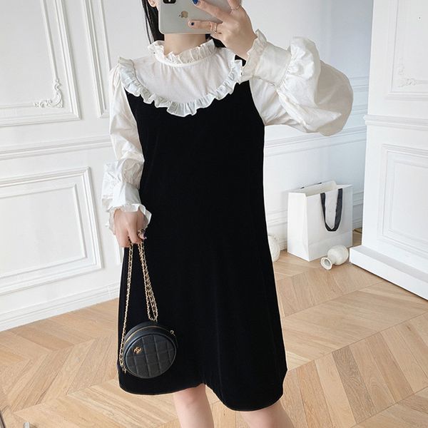 2021 new veet stitching mini women's ruffles long sleeve sweet autumn short robes 9y24, Black;gray
2021 new veet stitching mini women's ruffles long sleeve sweet autumn short robes 9y24, Black;gray