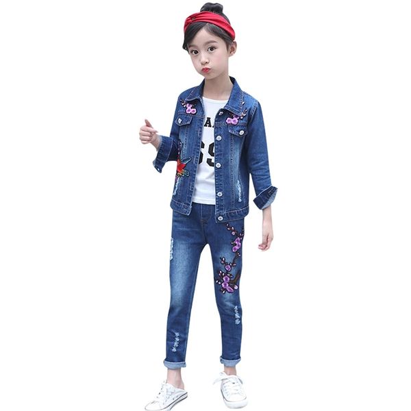 girls clothes set denim jackets + jeans pants 2pcs for flower embroidery 6 8 10 12 13 14 year 210527, White
girls clothes set denim jackets + jeans pants 2pcs for flower embroidery 6 8 10 12 13 14 year 210527, White