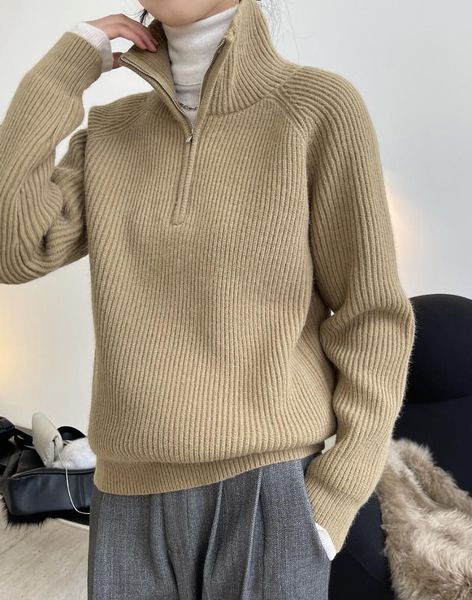 women's sweaters woman warm wool cashmere sweater with zipper lovemoda, White;black
women's sweaters woman warm wool cashmere sweater with zipper lovemoda, White;black