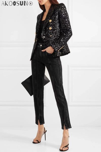 women's suits & blazers black shiny sequined blazer suit lapel collar front double breasted gold buttons up long sleeves amazing fashio, White;black
women's suits & blazers black shiny sequined blazer suit lapel collar front double breasted gold buttons up long sleeves amazing fashio, White;black