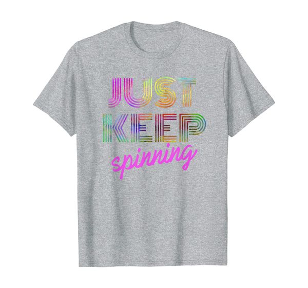 just keep spinning tshirt - funny spin class cycling tee, White;black