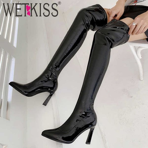 wetkiss boots women thigh high stretch boot elastic patent pu shoes female party shoes ladies pointed toe shoes winter 210630, Black
wetkiss boots women thigh high stretch boot elastic patent pu shoes female party shoes ladies pointed toe shoes winter 210630, Black