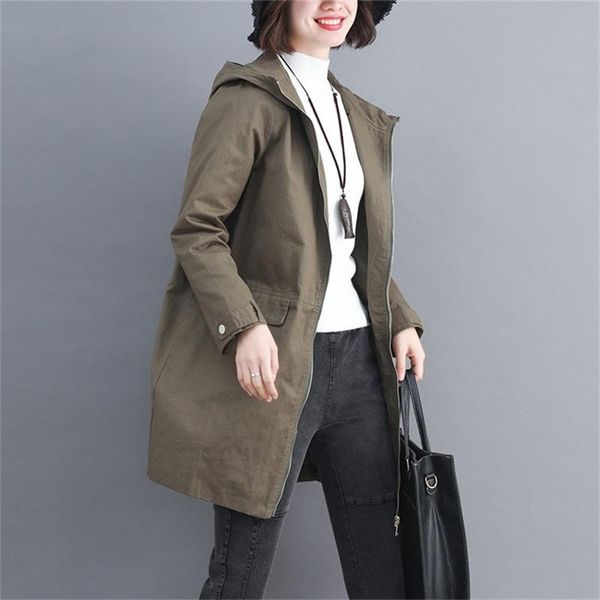 women's trench coats hooded windbreaker female 2021 spring autumn korean long-sleeved plus size loose outwear solid casual, Tan;black
women's trench coats hooded windbreaker female 2021 spring autumn korean long-sleeved plus size loose outwear solid casual, Tan;black
