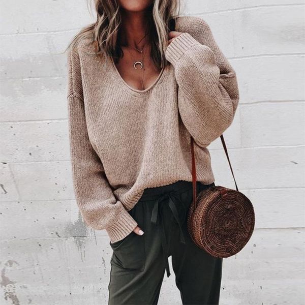 women's sweaters casual knitted sweater women streetwear v neck long sleeve pullovers loose solid coat 2021 autumn winter fashion, White;black
women's sweaters casual knitted sweater women streetwear v neck long sleeve pullovers loose solid coat 2021 autumn winter fashion, White;black