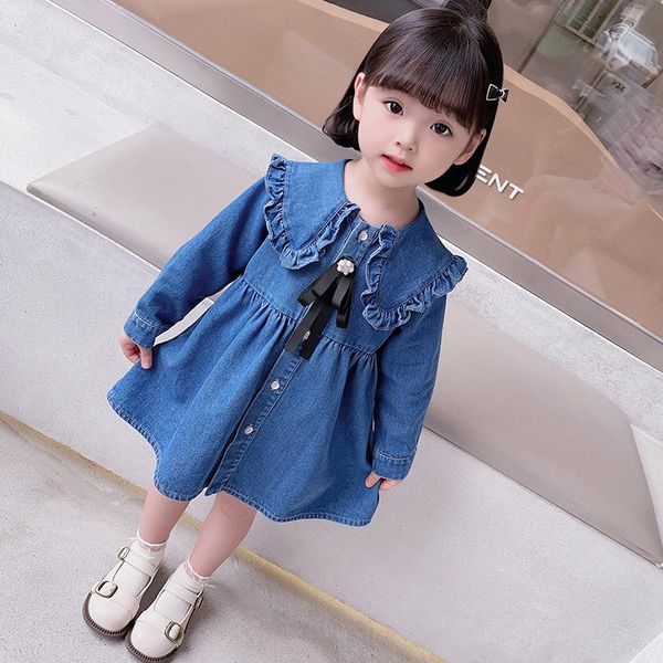 girl's dresses 2021 autumn children clothes fashion denim bow dress baby girl korean style lotus leaf collar, Red;yellow
girl's dresses 2021 autumn children clothes fashion denim bow dress baby girl korean style lotus leaf collar, Red;yellow