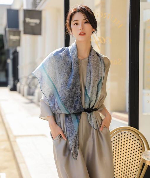 scarves 110*110cm silk scarf women sunscreen large square 100% mulberry temperament beach towel shawl gift, Blue;gray
scarves 110*110cm silk scarf women sunscreen large square 100% mulberry temperament beach towel shawl gift, Blue;gray