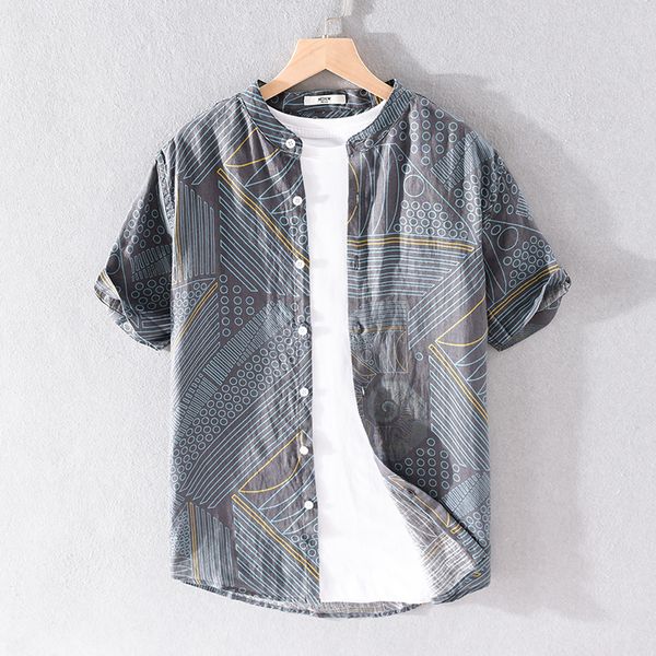 2021 new 100% short-sleeved linen brand summer stand collar breathable shirts for men casual fashion shirt mens chemise gitx, White;black
2021 new 100% short-sleeved linen brand summer stand collar breathable shirts for men casual fashion shirt mens chemise gitx, White;black