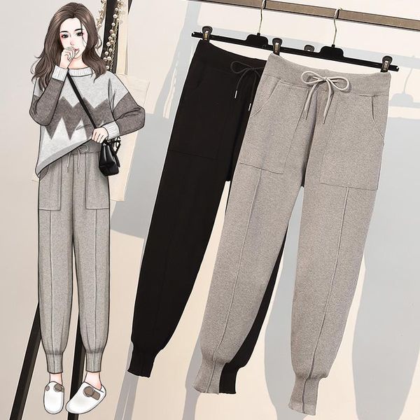 women's pants & capris grey black knitted wide leg plus large size oversize korean vintage autumn clothing high waist trousers fashion, Black;white
women's pants & capris grey black knitted wide leg plus large size oversize korean vintage autumn clothing high waist trousers fashion, Black;white
