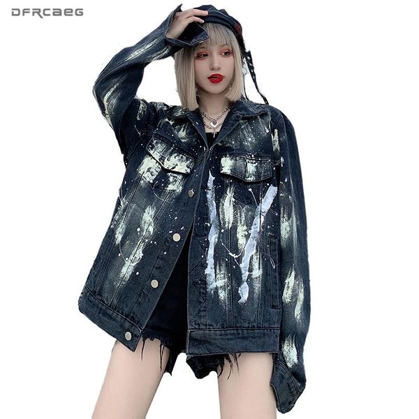 women's jackets loose black and white painted graffiti jeans women 2021 spring long sleeve vintage bf harajuku denim coat, Black;brown
women's jackets loose black and white painted graffiti jeans women 2021 spring long sleeve vintage bf harajuku denim coat, Black;brown