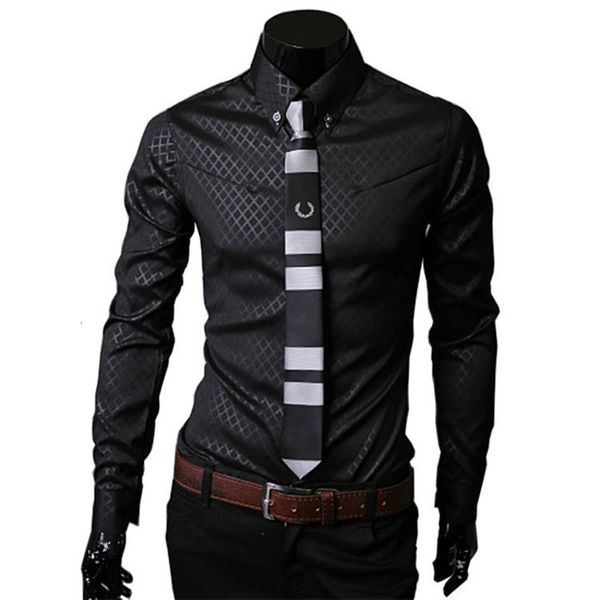 dark pattern long mouw men wear shirt casual slim fit shirts, White;black
dark pattern long mouw men wear shirt casual slim fit shirts, White;black