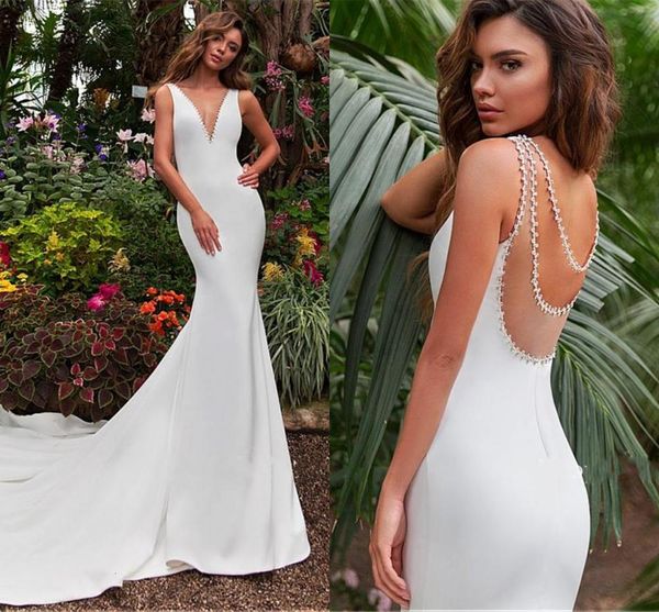 2021 new stunning satin v-neck mermaid wedding with beading sequin open back bridal gowns vestidos de mairee plus size s1rr, White
2021 new stunning satin v-neck mermaid wedding with beading sequin open back bridal gowns vestidos de mairee plus size s1rr, White