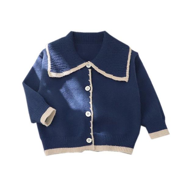 pullover children's clothing 202 girl's sweater korean style contrast color lapels baby girls' knitted jacket, Blue
pullover children's clothing 202 girl's sweater korean style contrast color lapels baby girls' knitted jacket, Blue
