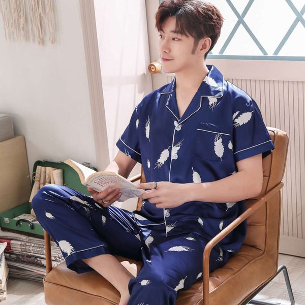 summer short sleeve pajamas men's thin ice silk spring and autumn trousers home suit large, Black;brown
summer short sleeve pajamas men's thin ice silk spring and autumn trousers home suit large, Black;brown