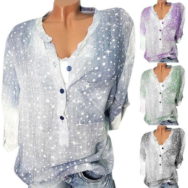 women's blouses & shirts long sleeve shirt women plus size gradient printed color patchwork blouse female chest pocket v neck button, White
women's blouses & shirts long sleeve shirt women plus size gradient printed color patchwork blouse female chest pocket v neck button, White