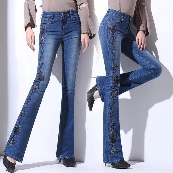 high waist plus size women jeans embroidery vintage pockets female flare pants slim chic quality trousers 0070 women's, Blue
high waist plus size women jeans embroidery vintage pockets female flare pants slim chic quality trousers 0070 women's, Blue