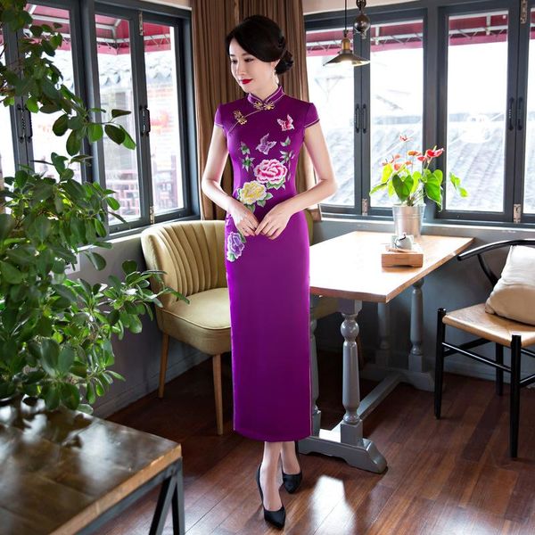 ethnic clothing women exquisite flower appliques qipao purple elegant mandarin collar chinese long dress summer short sleeve novelty cheongs, Red
ethnic clothing women exquisite flower appliques qipao purple elegant mandarin collar chinese long dress summer short sleeve novelty cheongs, Red