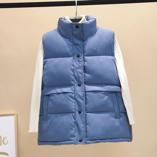 women's vests 2021 autumn winter women solid loose vest drawstring stand collar jacket cotton padded windproof warm waistcoat, Black;white
women's vests 2021 autumn winter women solid loose vest drawstring stand collar jacket cotton padded windproof warm waistcoat, Black;white
