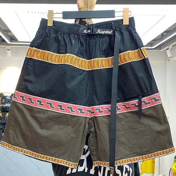 men's shorts kapital funny design hip hop fashion patchwork striped breeches high street men, White;black
men's shorts kapital funny design hip hop fashion patchwork striped breeches high street men, White;black