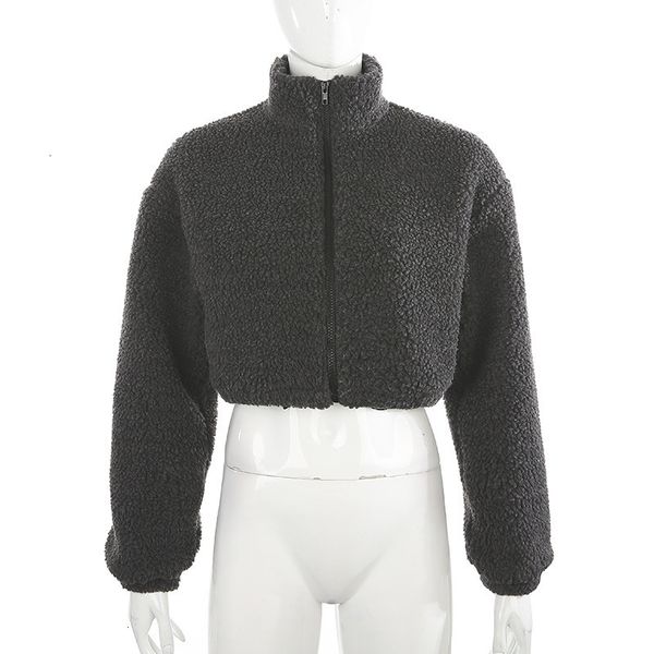 winter gray fuzzy zipper crop jacket streetwear women warm thicken faux fur coat lambs wool short coats overcoat outerwear t200915, Black
winter gray fuzzy zipper crop jacket streetwear women warm thicken faux fur coat lambs wool short coats overcoat outerwear t200915, Black