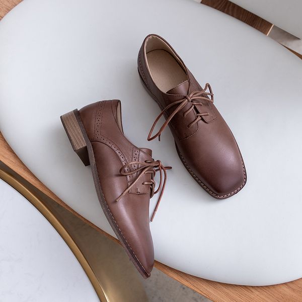 Womens genuine leather lace-up flats oxfords leisure soft comfortable casual daily shoes for women retro square toe footwearDress Shoes, Black
Womens genuine leather lace-up flats oxfords leisure soft comfortable casual daily shoes for women retro square toe footwearDress Shoes, Black