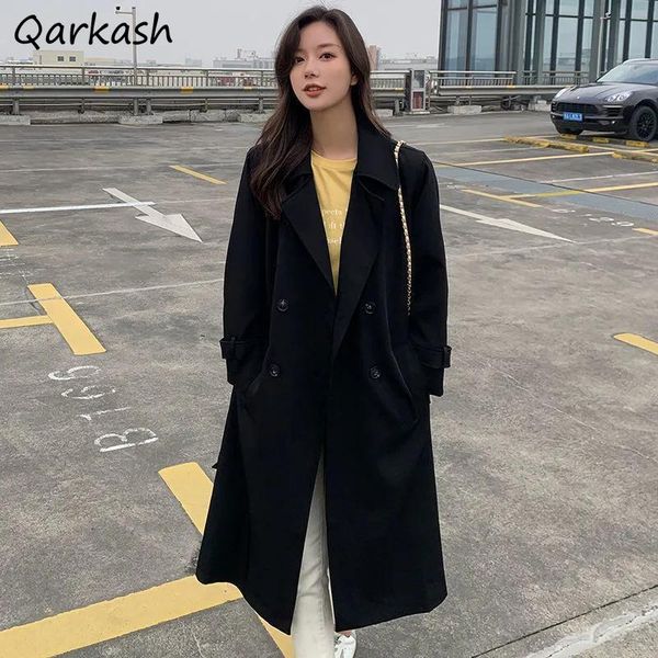 women's trench coats women autumn tender office lady black leisure simple streetwear classic korean style outwear clothes est ins, Tan;black
women's trench coats women autumn tender office lady black leisure simple streetwear classic korean style outwear clothes est ins, Tan;black
