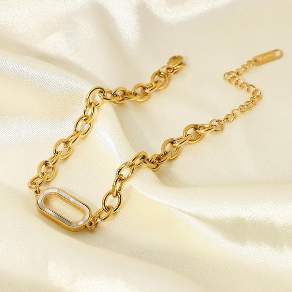 charm bracelets minar hip hop white color shell metal hollow oval for women girls chunky chain stainless steel bracelet jewelry, Golden;silver
charm bracelets minar hip hop white color shell metal hollow oval for women girls chunky chain stainless steel bracelet jewelry, Golden;silver
