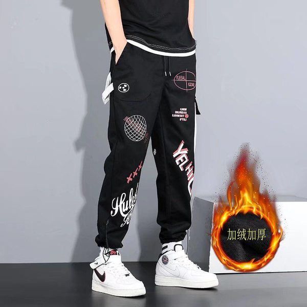 men's pants overalls autumn and winter style plus velvet hong kong wind graffiti street fashion, Black
men's pants overalls autumn and winter style plus velvet hong kong wind graffiti street fashion, Black