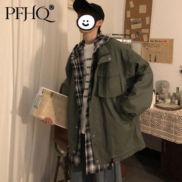 men's jackets pfhq 2021 autumn korean plaid collage jacket boyfriend loose fake two-piece hooded coat cool ins trends couple clothes 21, Black;brown
men's jackets pfhq 2021 autumn korean plaid collage jacket boyfriend loose fake two-piece hooded coat cool ins trends couple clothes 21, Black;brown