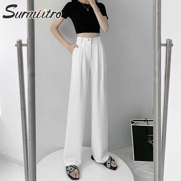 surmiitro summer white long wide leg suit pants women loose korean style floor length high waist trousers female 210712, Black;white
surmiitro summer white long wide leg suit pants women loose korean style floor length high waist trousers female 210712, Black;white