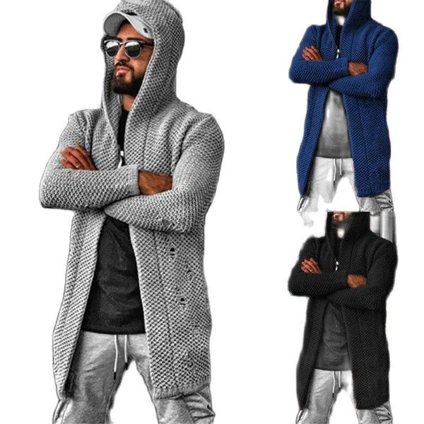 men's sweaters 2021 autumn/winter european and american fashion casual medium long cardigan solid color hooded turtleneck sweater coat, White;black
men's sweaters 2021 autumn/winter european and american fashion casual medium long cardigan solid color hooded turtleneck sweater coat, White;black